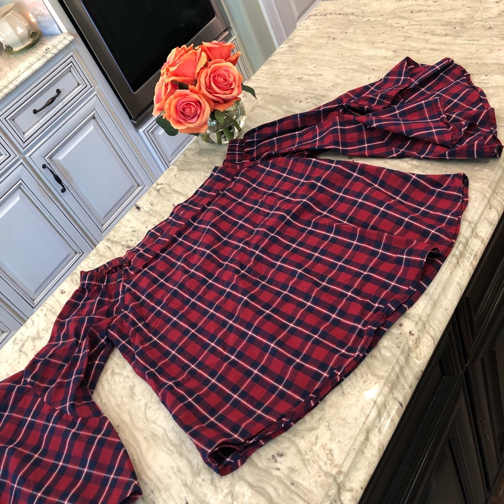 Plaid ruffle sleeve off the shoulder top